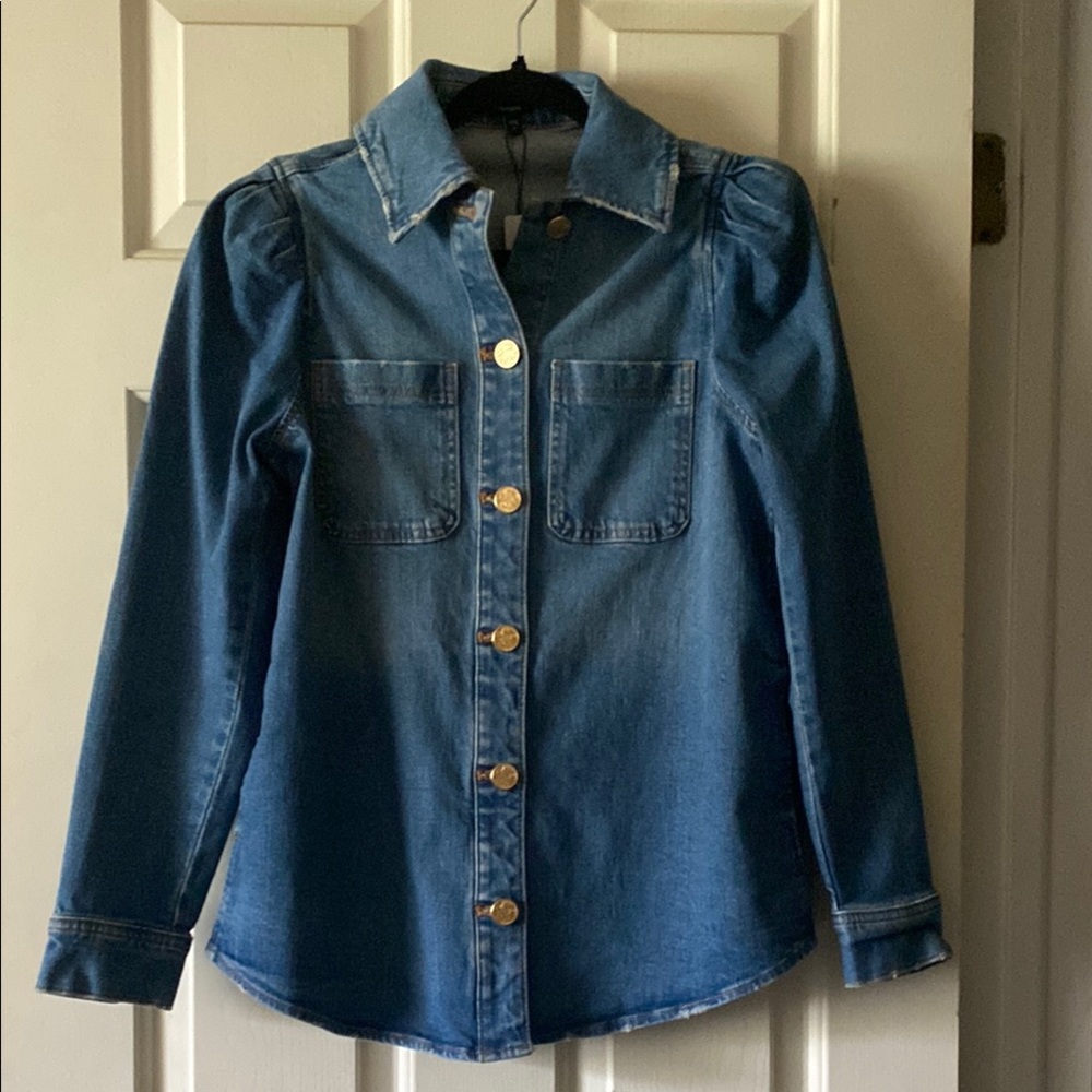 Express Denim Puff Sleeve Shacket